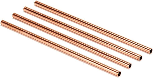 HealthAndYoga™ qPipe Copper Drinking Straws - Healthier, Reusable and Environment Friendly Straws with Cleaning Brush (Set of 4)...