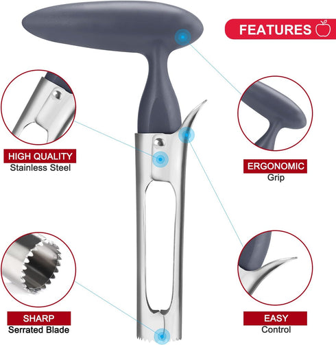 SCHVUBENR Premium Apple Corer Tool - Easy to Use and Clean - Sturdy Apple Remover with Sharp Serrated Tips - Stainless Steel Corers for Apple and ...