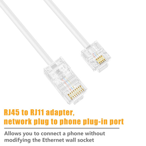 Uvital Phone Jack to Ethernet Adapter, RJ11 to RJ45 Adapter, RJ45 Female to RJ11 Male for Landline Telephone, with RJ45 to RJ11 Cable (RJ45 Couple...