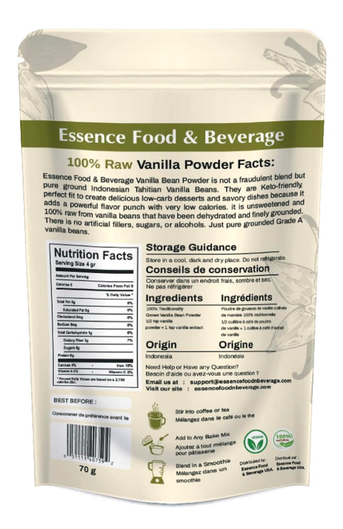Raw Vanilla Bean Powder - (2.5Oz) No Sugar, Perfect For Baking, Coffee, Purely Grounded & Unsweetened...