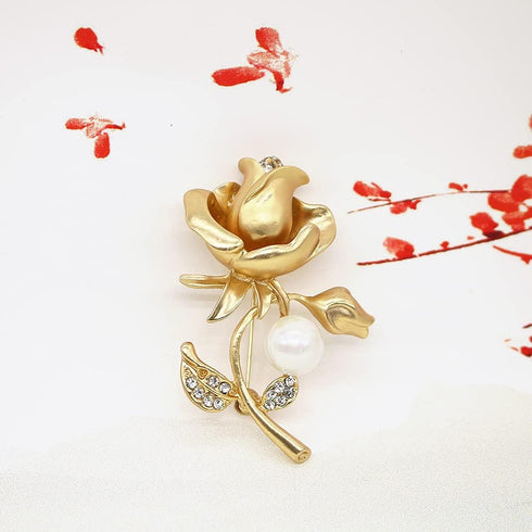 Women's Crystal Pearl Flower Brooches Elegant Enamel Rhinestone Floral Statement Brooch Pins Fashion Jewelry Accessories for Women Gift Gold...