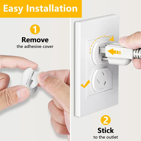 Outlet Covers (45 Pack) Self-Closing Outlet Plug Covers 3-Prong Swivel Electrical Outlet Protectors for Baby Upgraded Adhesive Installation Socket...