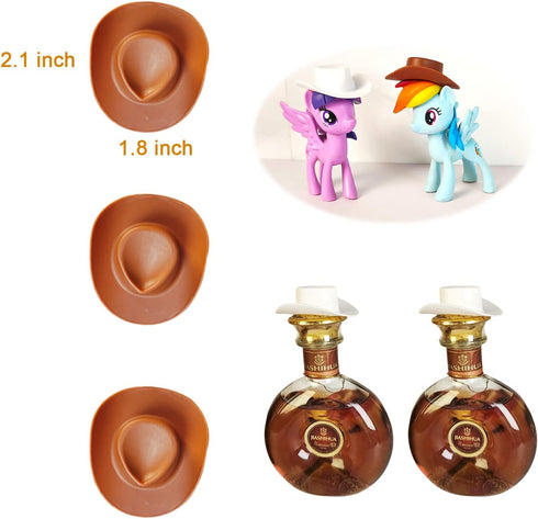 20 Pieces Plastic Mini Cowboy Hat for Crafts Mini Cowboy Hats Mini Sombrero Hats Drink Hat Cowgirl Hat Doll Hat Mini Cowgirl Hats for Drinks(Brown...