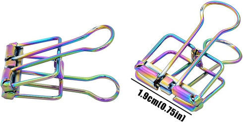 Binder Clips Premium Wire Clips Fancy Rainbow Colors Hollow Paper Clips - Pack of 15...