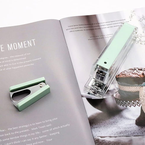 Clear Mint Green Stapler with 1000 Rose Gold Staples for Desk Manual Staplers Home School Office Accessories Stationery Supplies (Mint Green Stapl...