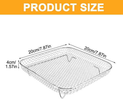Square Air Fryer Rack,3 Layer Stainless Steel Stackable Dehydrato-r Rack with An-ti-scalding Clip,Stainless Steel Multi-Layer Dehydrato-r Rack Air...