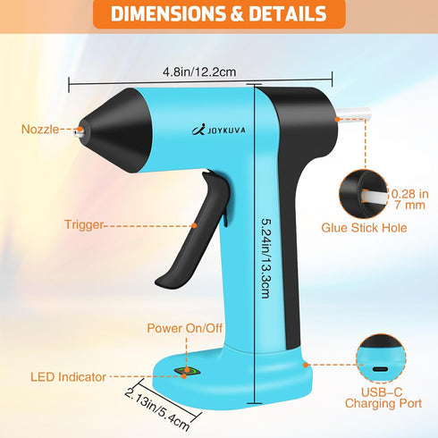 Cordless Glue Gun, USB-C Hot Glue Gun and Sticks Set - 30s Fast Preheating, 2000mAh Rechargeable Battery, Smart Power-Off, 20 Glue Sticks, Mini Gl...