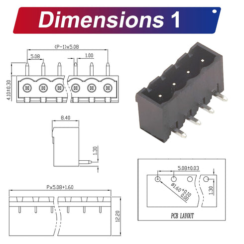Tcenofoxy 5.08mm Phoenix Connector 4 Pin Black Phoenix Type PCB Screw Terminal Block Connector (4Sets 5.08M-BK-4P)...