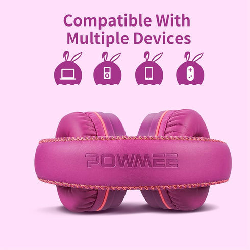 POWMEE M1 Kids Headphones Wired Headphone for Kids,Foldable Adjustable Stereo Tangle-Free,3.5MM Jack Wire Cord On-Ear Headphone for Children (Purp...