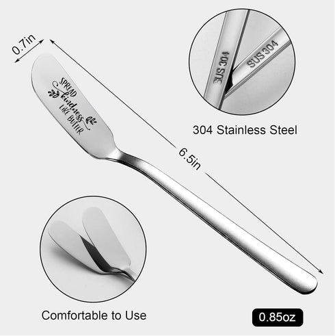 Spread Kindness Like Butter Funny Butter Knife, Personalized Engraved Peanut Butter Spreader Cheese Knives, Novelty Anniversary Christmas Gifts fo...