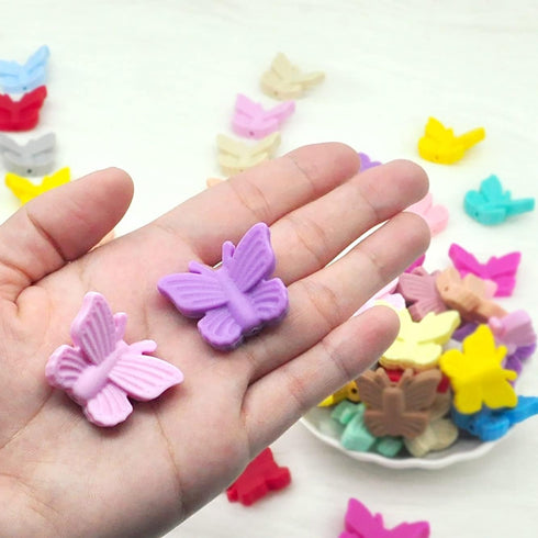 20Pcs Silicone Butterfly Beads, Cute Cartoon Animal Beads, Colorful Shaped Flat Beads, Loose Silicone Spacer Beads, for Adults DIY Necklaces Brace...