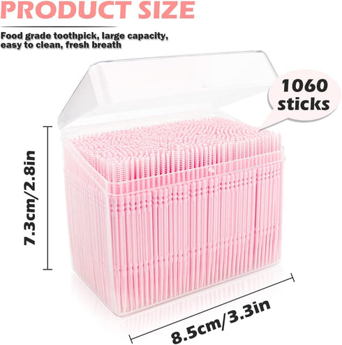 Double Head Disposable Interdental Brushes, 1060 Pcs Oral Hygiene Cleaner Stick Portable Plastic Toothpicks Oral Care Toothpicks Teeth Cleaning To...