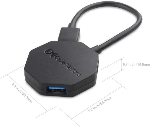 Cable Matters Ultra Mini 4 Port USB Hub (USB 3.0 Hub, USB 3 Hub)...