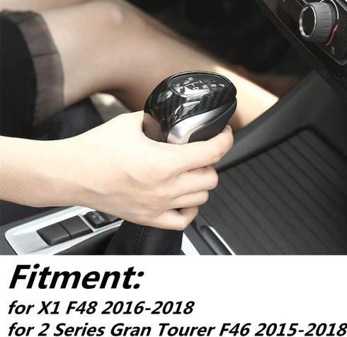 Qiilu Carbon Fiber Gear Shift Knob Cover Sticker Head Trim for X1 F48 2 Series F46 2015-2018...