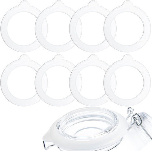 8pcs Silicone Replacement Gaskets, Silicone Sealing Ring Jar Rubber Seals for Storage Glass Sealed Canning Jars (3.7inch Outer Diameter, 2.7inch I...