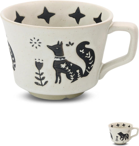Ceramic Coffee Mug, 12oz Novelty Unique Teacup with Large Handle, Stoneware Cup for Tea Mocha Latte Cappuccino Espresso, Gift for Women and Men (1...