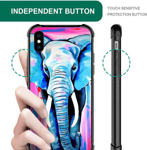 Compatible with iPhone Xs Case,African Elephants iPhone X Cases for Girls,Pattern Design Shockproof Anti-Scratch Hard PC Back Case for iPhone X/XS...