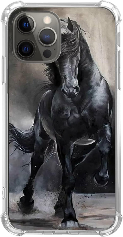 Black Horse Case for iPhone 13 Pro, Cool Horse Animal Cover for Girls Boys Women Men, Unique Trendy TPU Bumper Cover Case for iPhone 13 Pro...