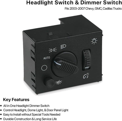 Headlight Switch Headlamp Dimmer Switch - Compatible with 2003-2006 Chevy Silverado, Suburban, Tahoe, GMC Sierra, Yukon, Cadillac Escalade - Repla...