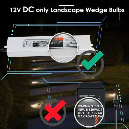 T10 Wedge Base LED Bulb 12V DC 1W, T5 T10 Low Voltage Landscape Light Bulbs, 4 Watts Incandescent Bulb Equivalent, Soft Warm White 2700K 10-Count...