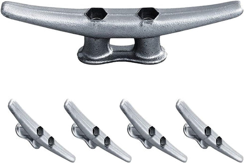 6" Dock Cleats | Weatherproof Galvanized Cast Iron 6 Inch Boat Cleat Tie Downs for Marine Pier or Decorative Nautical Maritime Decor | 4, 8 or 16 ...