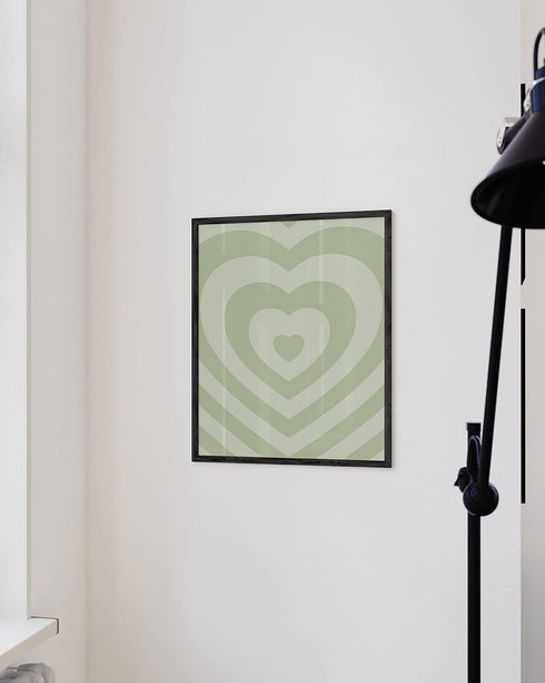 HAUS AND HUES Sage Green Wall Decor – Aesthetic Heart Posters, Cute Teen Room Art, Dark Green Wall Prints for Bedroom or Dorm (Unframed, 12" x 16"...