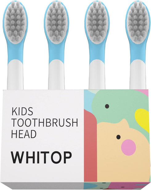 Kids Sonic Electric Toothbrush Replacement Brush Heads for Children Aged 3-6, Gentle Care Soft Bristles, 4 Pack, E16 Blue...