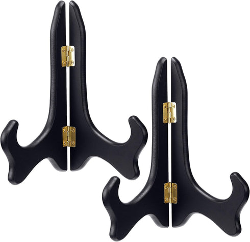 2 Packs Wooden Plate Stands for Display, Plate Holder Display Stand, Picture Frame Stand Easels, Tabletop Art Holder, Decorative Book Dish Stand...