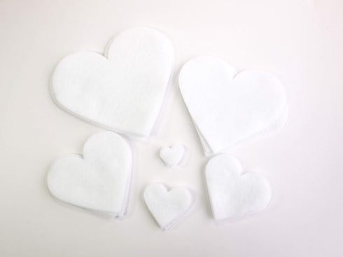 Playfully Ever After 1 to 6 inch Multi-Size Pack 24pc Felt Hearts (White)...