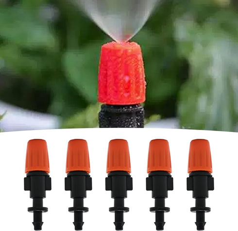 50 Pack Adjustable Atomizing Nozzles, 1/4 Inch Drip Irrigation Parts Sprayers Drippers, Drip Irrigation Spray Emitters, for Garden Greenhouse Agri...