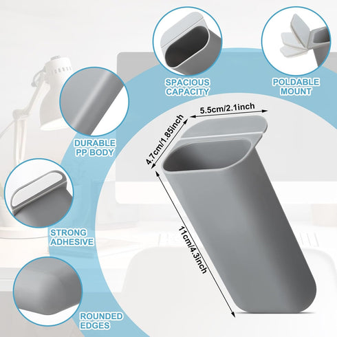 6 Pcs Screen Pen Pencil Holders Attachable Deskside Pen Holder Computer Monitor Desktop Pen Organizer with Self Adhesive Attacher for Office Suppl...
