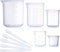 Plastic Beaker Set, 5 Sizes Low Form Measuring Graduated Griffin Polypropylene Beakers in 500 ml, 250 ml, 100 ml, 50 ml, 25 ml for Laboratory, & S...