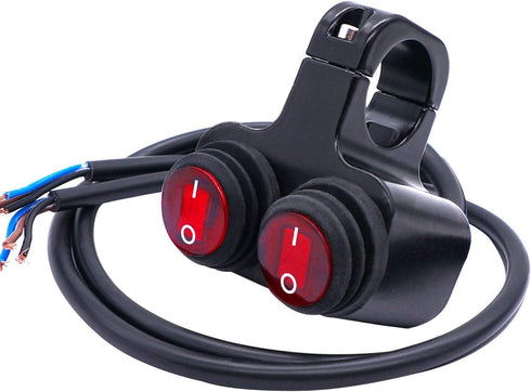 Taiss 7/8? Waterproof Motorcycle ATV Handlebar Push Button Switch,12v Led Illuminated Headlight Hazard Brake Fog Light O/I Aluminum Alloy Handleba...