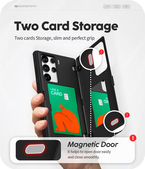GOOSPERY Magnetic Door Bumper Compatible with Galaxy S22 Ultra Case, Card Holder Wallet Easy Magnet Auto Closing Protective Dual Layer Sturdy Phon...