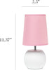 Simple Designs LT2084-PNK Mini Studded Texture White Ceramic Bedside Table Lamp, Pink...