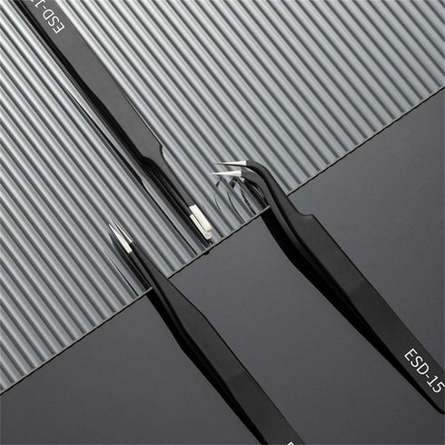 6PCS Precision Tweezers Set, Upgraded Anti-Static Stainless Steel of Tweezers, for Electronics, Soldering, Laboratory Work, Jewelry-Making, Model,...