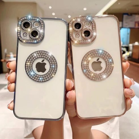Casechics Compatible with iPhone Case,Luxury Glitter Bling Sparkly Diamond Rhinestone Bumper Camera Lens Protection Transparent Clear Soft Shockpr...