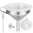 HAUSPROFI Stainless Steel Funnel, 5.1 inch 304 Stainless Steel Kitchen Funnel with 200 Mesh Food Filter Strainer for Transferring Liquids, Oil, Ma...