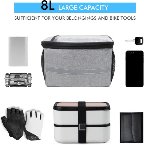 Large Bike Handlebar Bag, Bike Basket Front with Bike Phone Mount, Bike Cooler Scooter Road Mountain Bicycle Basket Cycling Accessories for Girl B...