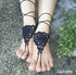 2PC Beach Anklet Barefoot Sandals Black Crochet Layered Lace Ring Foot Chain Bridal Wedding Anklet Foot Yoga Dance Trendy Accessories for Women...