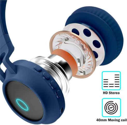 Kids Bluetooth Headphones,Wireless Over-Ear Headphones with Microphone,Cat Ear Headset with SD and TF Slot,Stereo Sound,Wireless and Wired Mode fo...