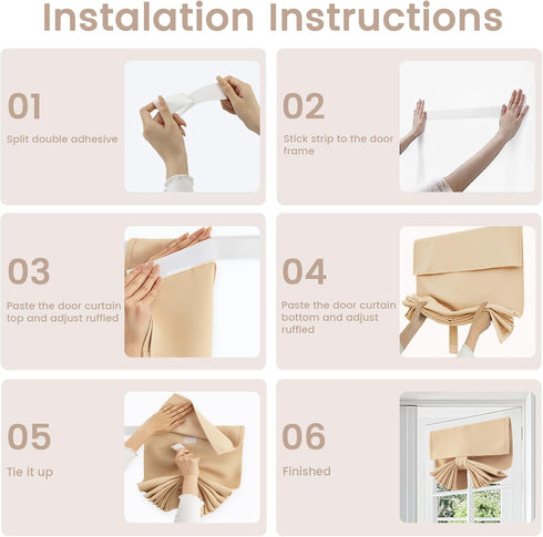 Self-Adhesive Sidelight Door Curtain,Door Curtains for Door Window Small Door Window Coverings, 1 Panel, W10 x L42, Beige...