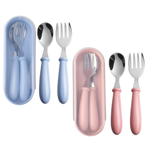 4 Pcs Toddler Utensils, Toddler Forks and Spoons,stainless Steel Baby Utensils Baby Silverware Set with Storage Box for Safe Dining...