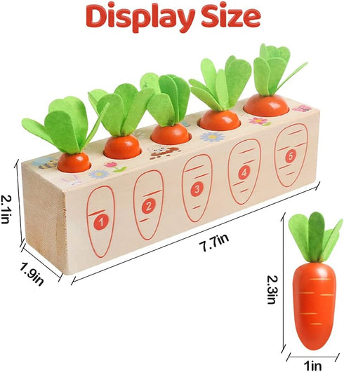 Montessori Wooden Toys Carrot Harvest Game Preschool Educational Learning Fine Motor Skills Shape Size Matching Toys Birthday Easter Basket Stuffe...