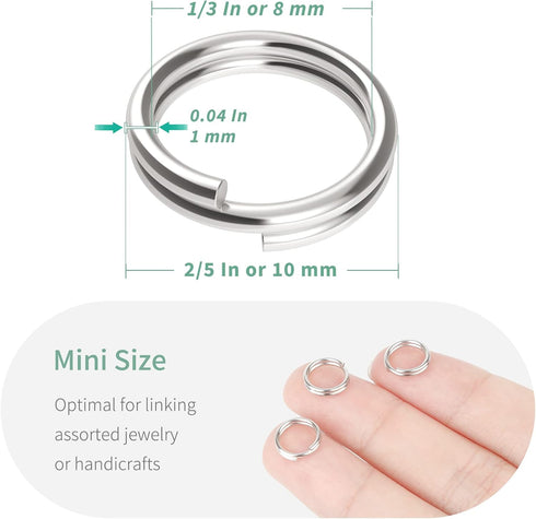 Pawfly 100 Pack 2/5 Inch Mini Split Jump Ring with Double Loops Small Metal Rings Connectors for Jewelry Necklaces Bracelets Earrings Crafts Ornam...