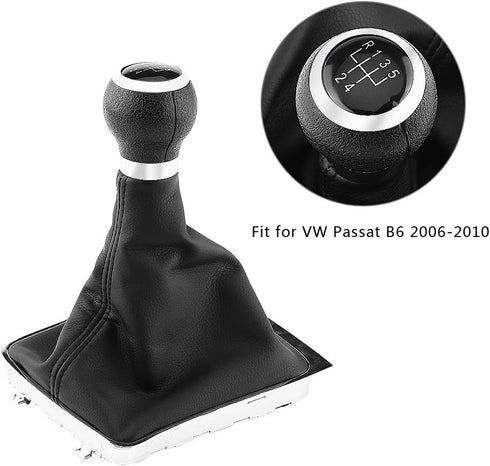 Keenso 5 Speed Car Gear Shift Knob Gearstick Gaiter Boot Frame Kit Dustproof Cover for B6 2006-2010...