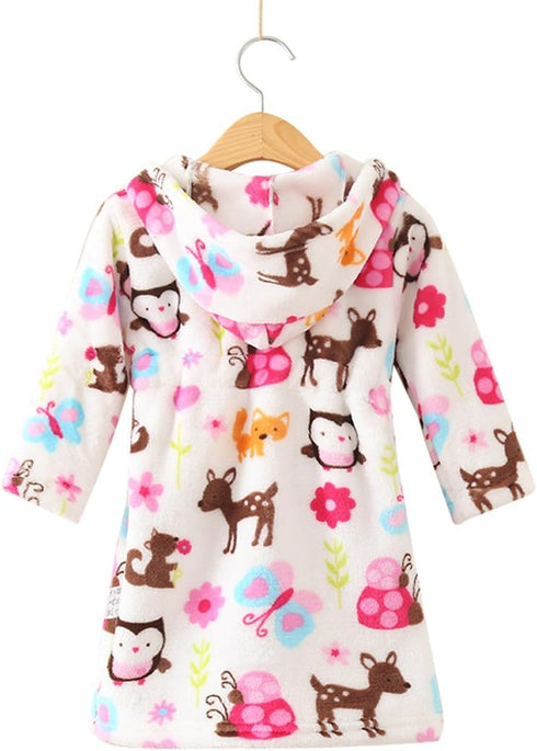 Toddlers/Kids Hooded Robe Soft Fleece Bathrobe Children Pajamas Baby Plush Robe (Bird,18-24 Month)...