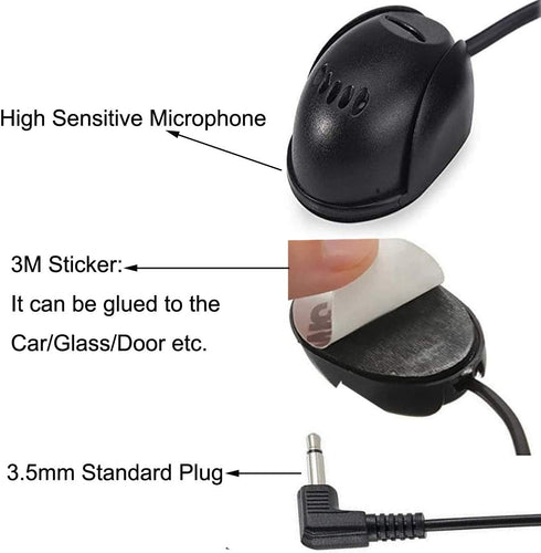 3.5mm Car Microphone with 9.85 Feet Assembly Cable Mic for Head Unit Bluetooth Enabled Stereo, Radio, GPS and DVD...