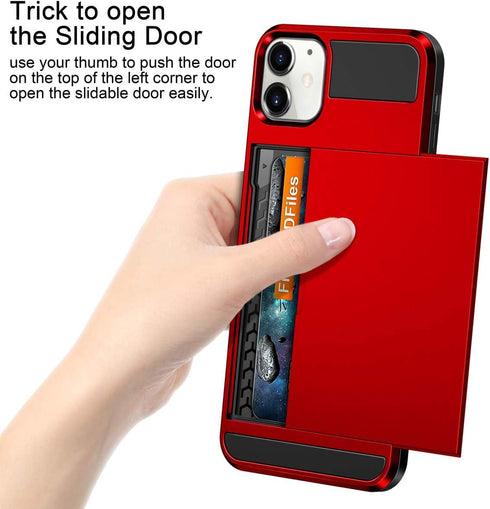 Vofolen Case for iPhone 11 Case Wallet Credit Card Holder ID Slot Sliding Door Hidden Pocket Anti-Scratch Dual Layer Hybrid Bumper Armor Protectiv...