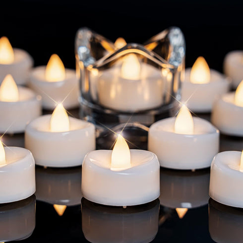 Flameless Candles, 12-Pack Tea Lights Candles Battery Operated Bulk, Flameless Tealight Candles, Realistic Tea Lights for Halloween Christmas Wedd...